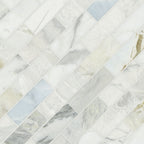 Cloudland 2x6 Polished Marble Subway Mosaic — isometric scale view