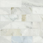 Cloudland 2x6 Polished Marble Subway Mosaic surface detail