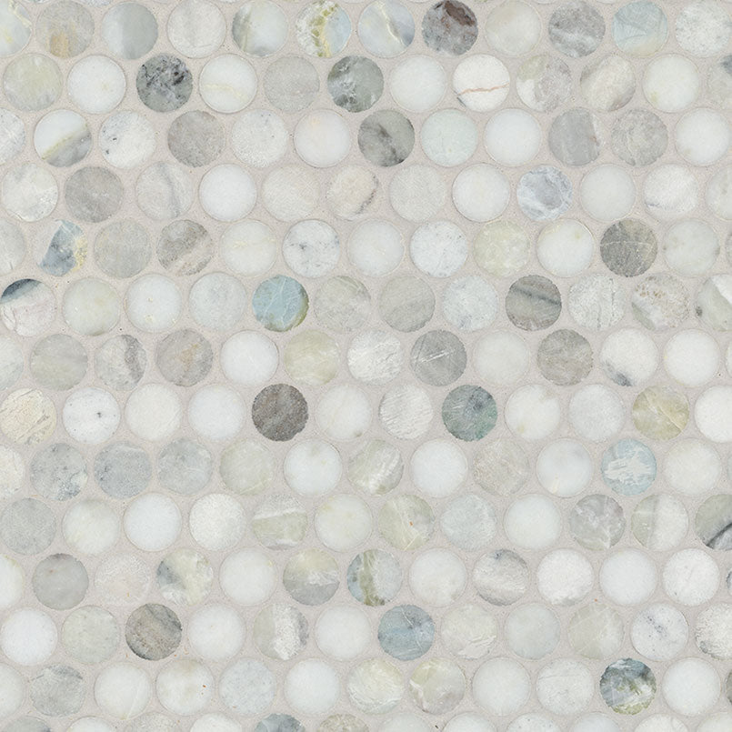 Cloudland Round Pattern Polished Marble Mosaic — clean product view — color Round Pattern