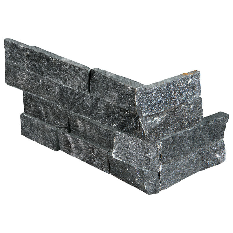 Rockmount Natural-Stone Stacked Stone Corner — close-up texture view — color Coal Canyon Ledger