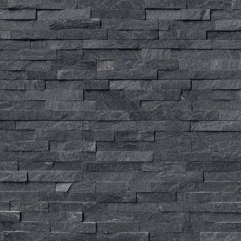 Rockmount Natural-Stone Stacked Stone Panel — close-up texture view — color Coal Canyon Panel