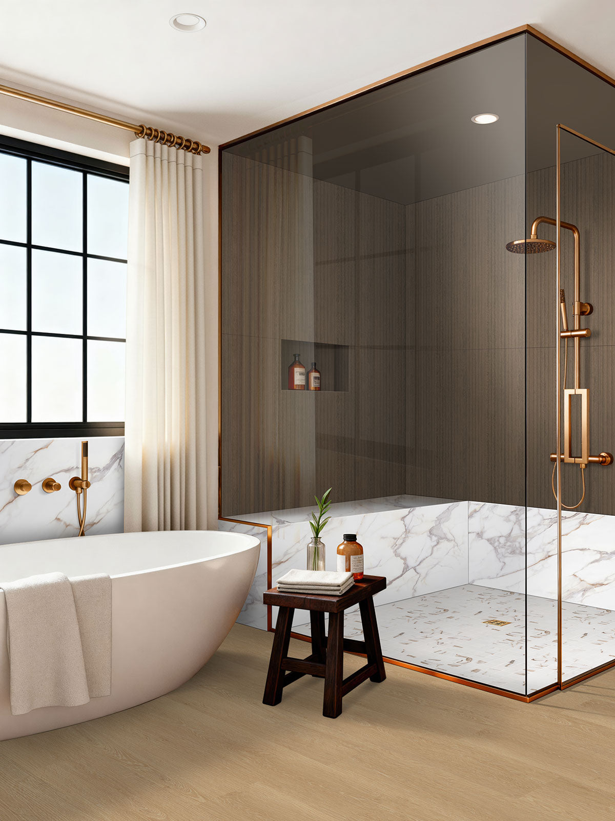 Laurel 9x48 5mm 20mil Waterproof Rigid Core Luxury Vinyl Plank — installed room view — color Coastal Cottage