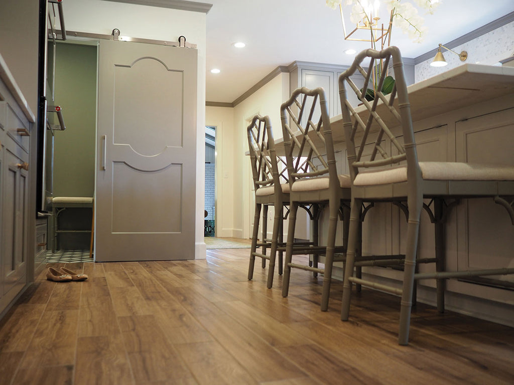 Palmetto 6x36 Matte Wood-Look Porcelain Tile — installed room view — color Cognac