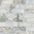 Coronado 2x6 Honed Marble Subway Mosaic — clean product view — color Green, gray and rust