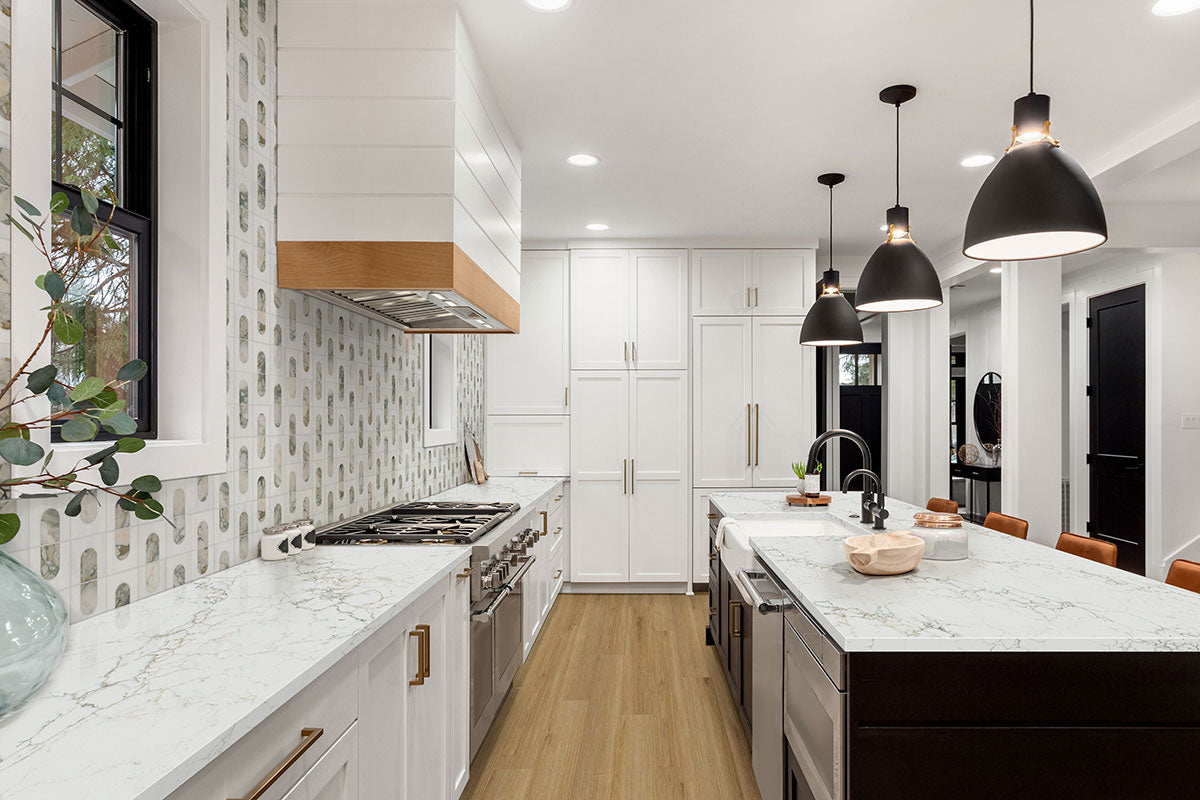 Cyrus 2.0 7x48 5mm 20mil Waterproof Rigid Core Luxury Vinyl Plank — installed room view — color Amber Forrester