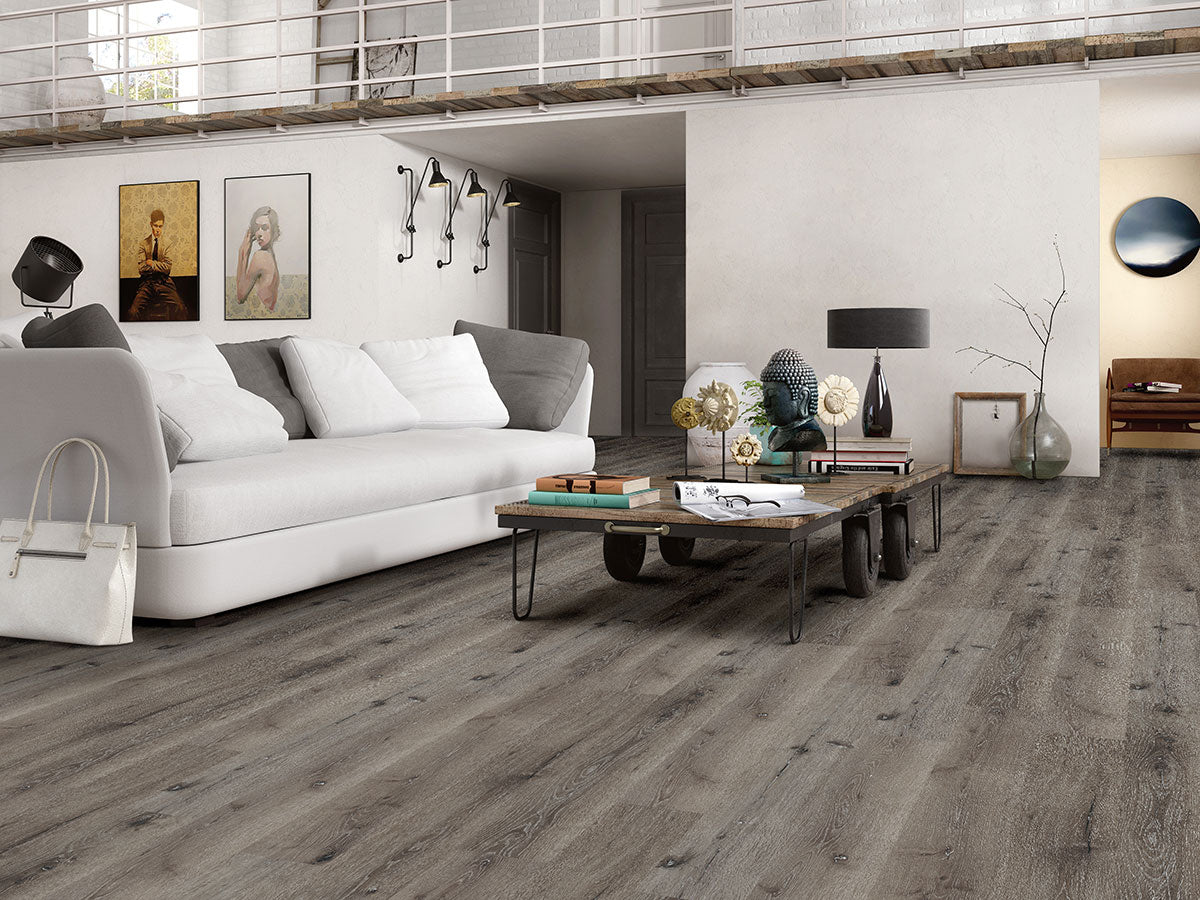 Cyrus 2.0 7x48 5mm 20mil Waterproof Rigid Core Luxury Vinyl Plank — installed room view — color Ludlow