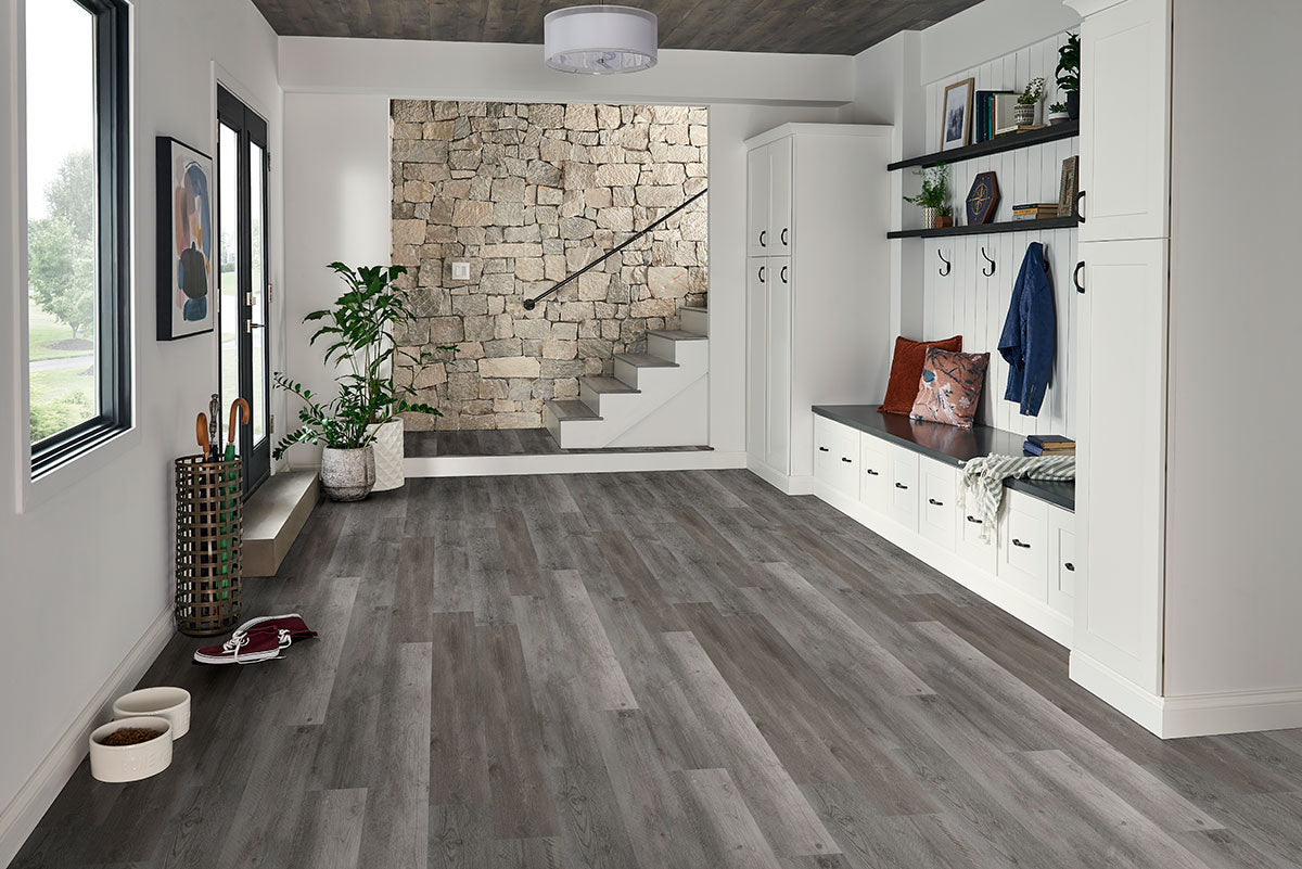 Cyrus 2.0 7x48 5mm 20mil Waterproof Rigid Core Luxury Vinyl Plank — installed room view — color Katella Ash