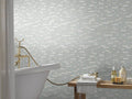 Delano Blanco 6mm Stone and Glass Blend Mosaic — installed room view — color Blanco