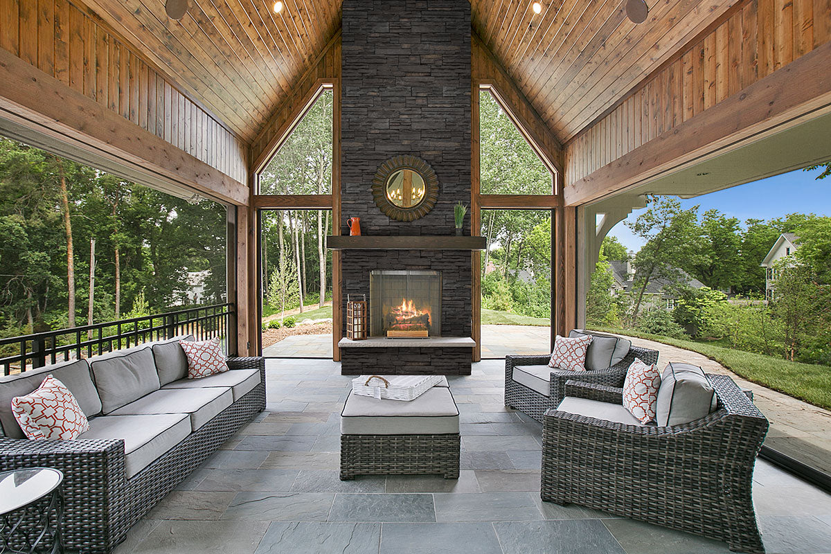 Terrado Manufactured-Stone Corners — installed room view — color Denali Anthracite