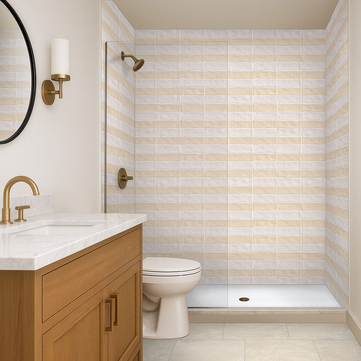 Domino Retro 2x2 Porcelain Mosaic — installed room view — color White