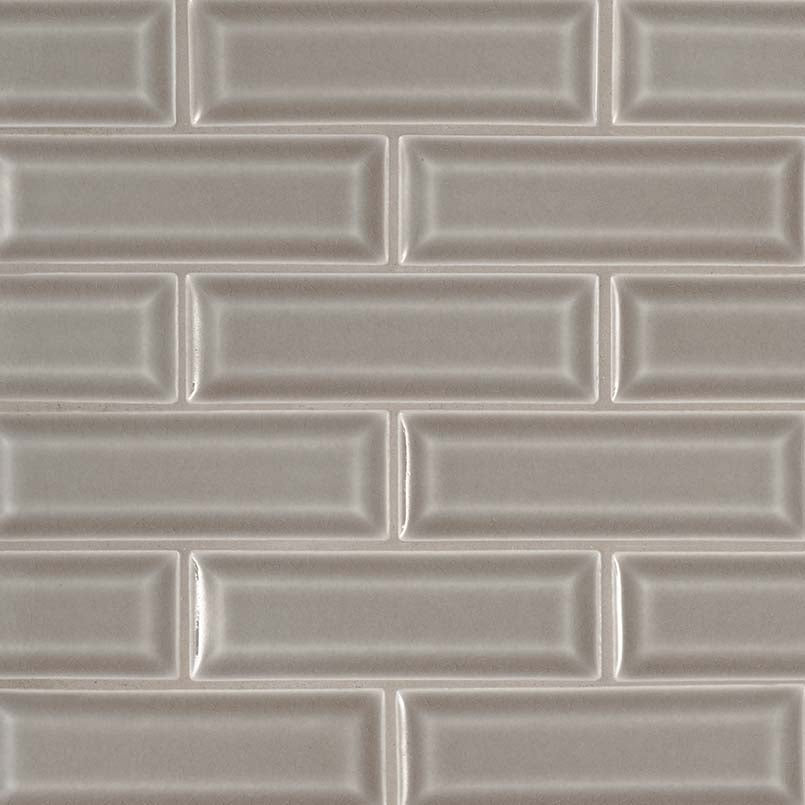 Highland Park 2x6 Glossy Beveled Ceramic Wall Tile — clean product view — color Dove Gray