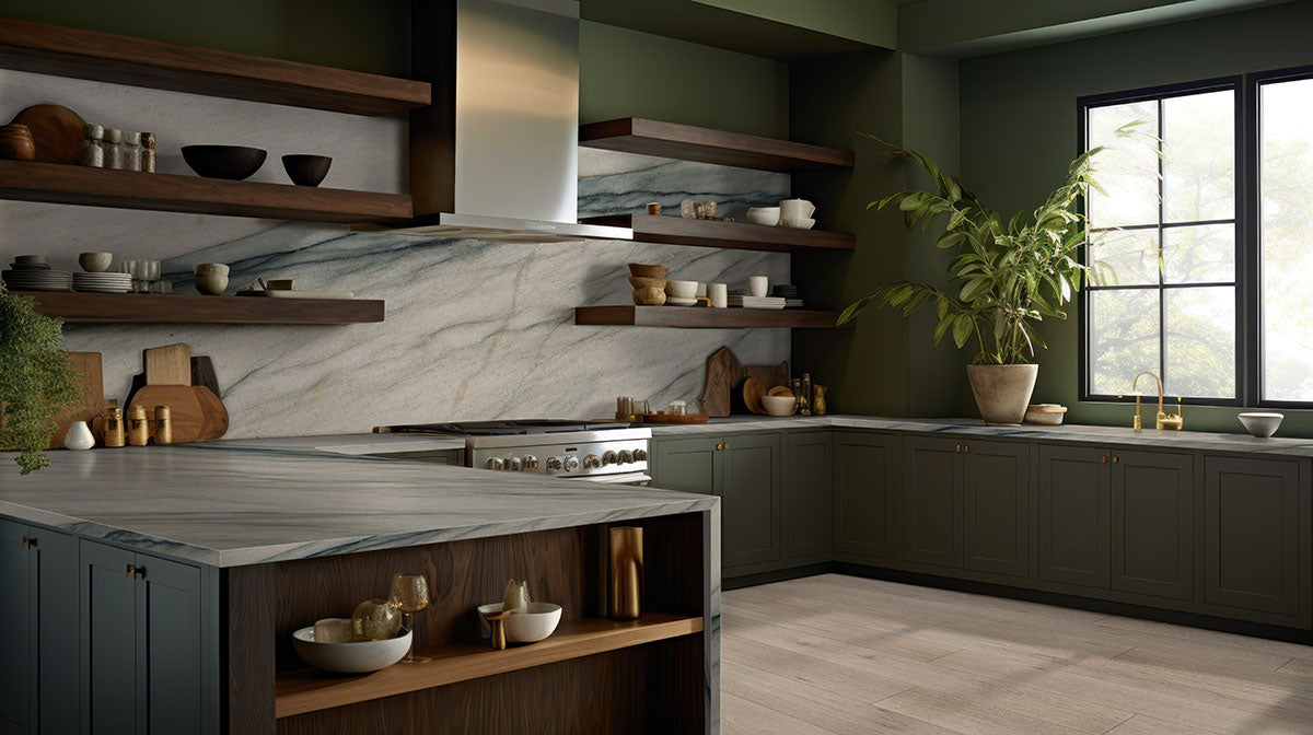 Smithcliffs Waterproof Hybrid Rigid-Core Flooring — installed room view — color Driftway