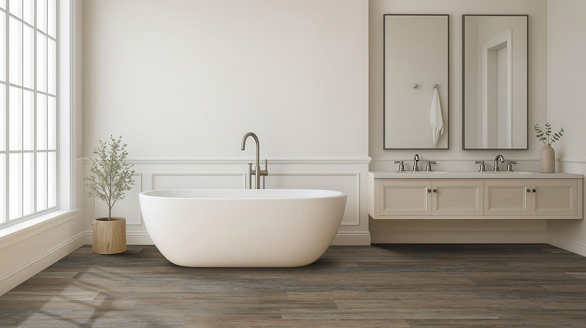 Prescott 7x48 6.5mm 20MIL Waterproof Rigid-Core LVP — installed room view — color Dulles Tails