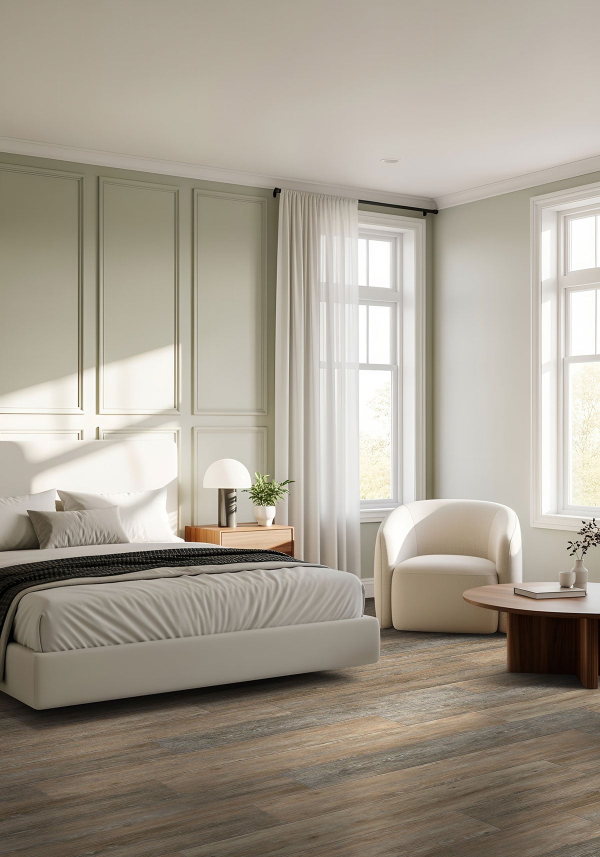 XL Prescott 9x60 Waterproof Rigid-Core Luxury Vinyl Plank — installed room view — color Dulles Tails