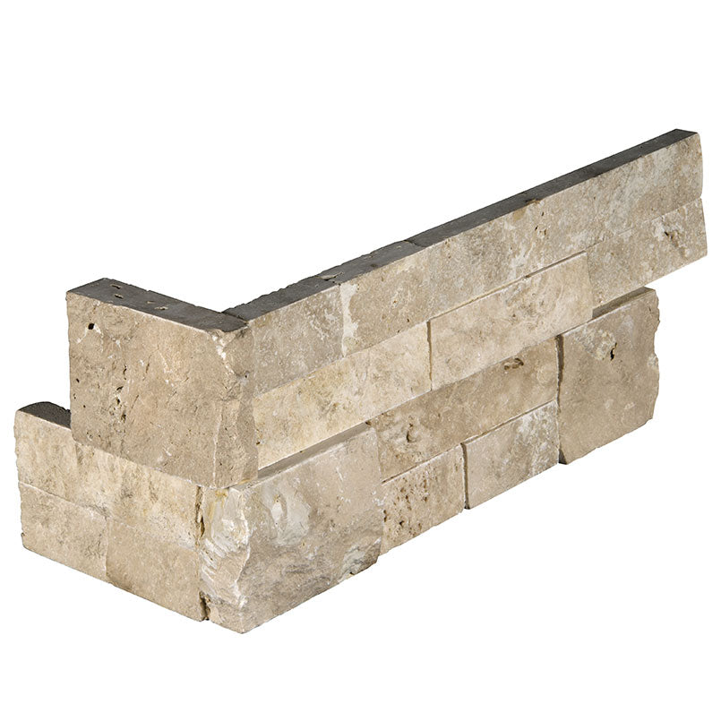 Rockmount Natural-Stone Stacked Stone Corner — close-up texture view — color Durango Cream Ledger