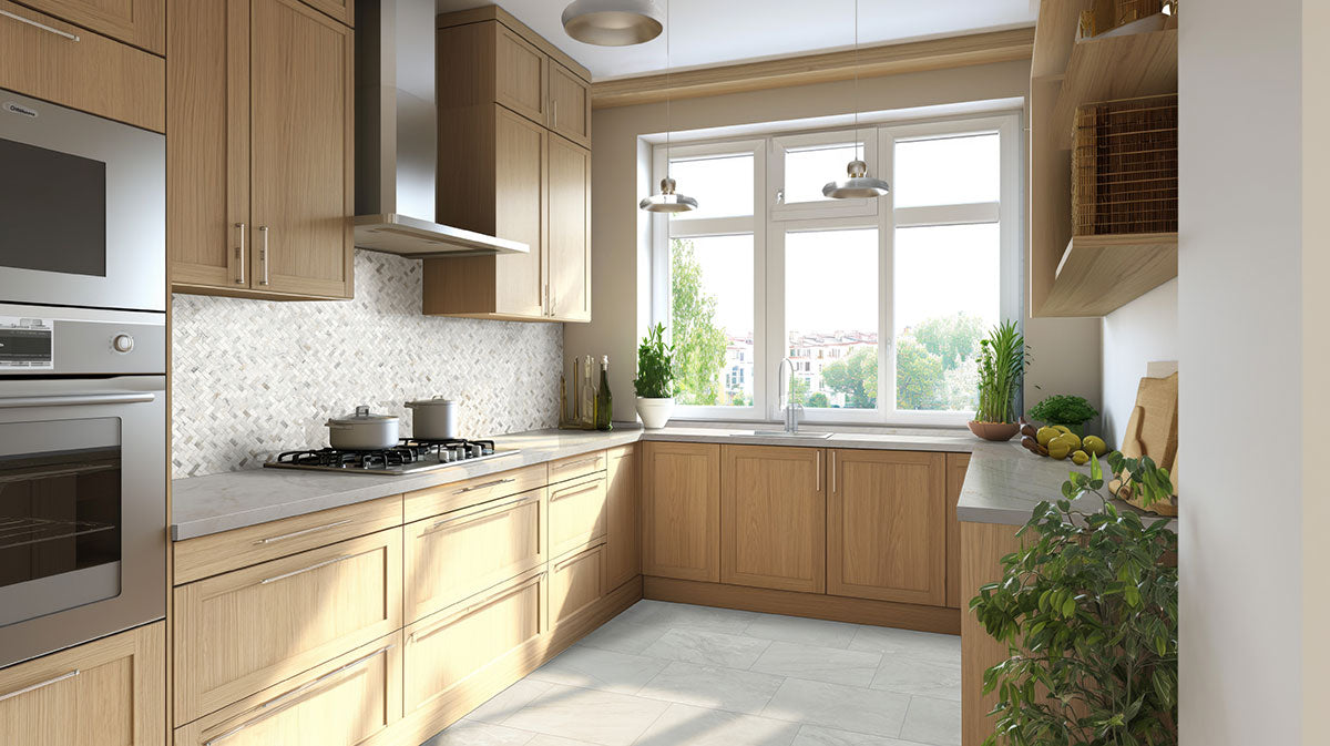 Durban 2x2 Matte Porcelain Mosaic — installed room view — color Gray