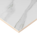 Dymo 12x24 Glossy Ceramic Wall Tile — close-up texture view — color Statuary