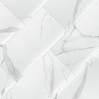 Dymo 12x24 Glossy Ceramic Wall Tile — isometric scale view — color Statuary