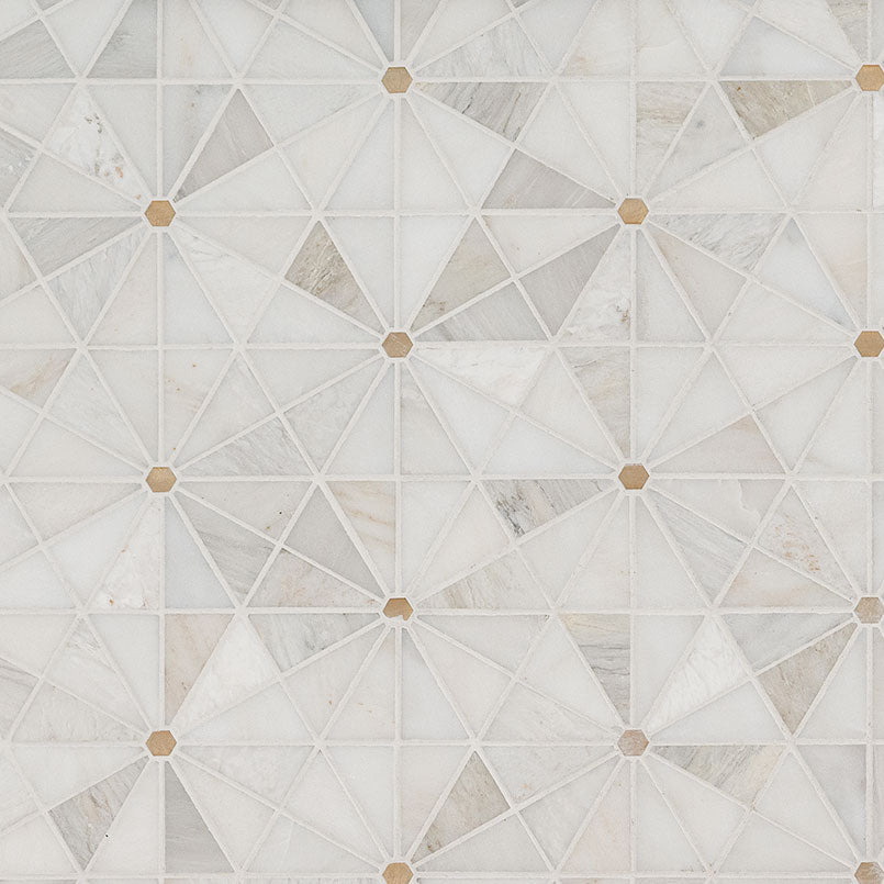 Elegante Pinwheel Gold Stone and Metal Mosaic — clean product view