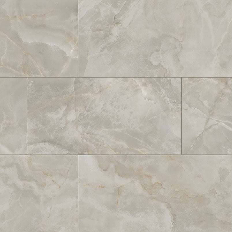 Alura Polished Porcelain Tile — clean product view — color Layered beige with onyx-like veining