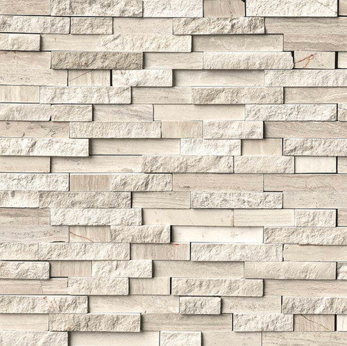White Quarry Splitface 10mm Marble Mosaic — additional product image