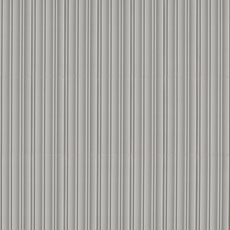 Folk 7x16 Satin Fluted Porcelain Wall Tile — clean product view — color Silver