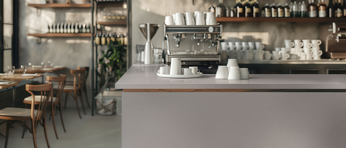 Fossil Gray countertop room inspiration; installation shown is illustrative