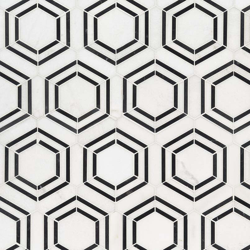 Georama Polished Marble Mosaic — clean product view — color Nero