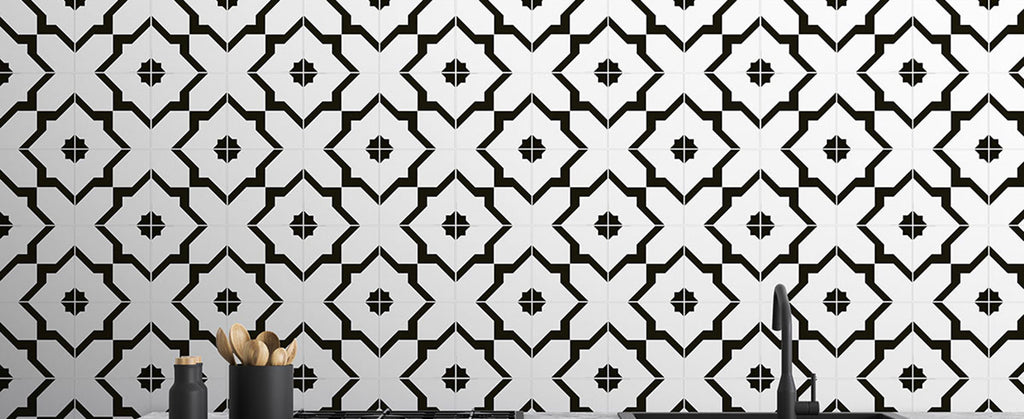 Zaria 8x8 Encaustic-Look Porcelain Tile installed room scene