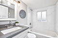 AquaLume Glacier Porcelain Tub and Shower Panel Set — installed room view