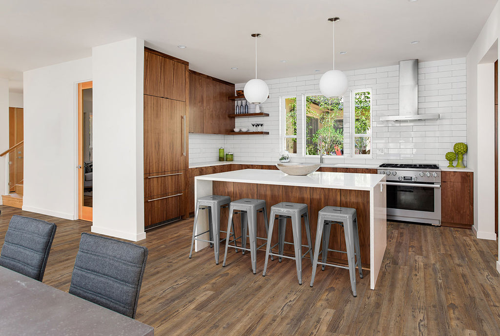 Glenridge 6x48 2mm 12mil Glue-Down Luxury Vinyl Plank — installed room view — color Aged Hickory