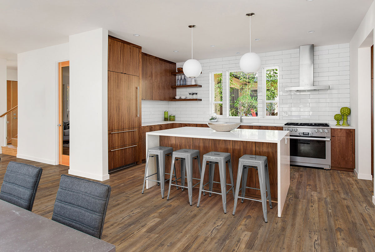 Glenridge 6x48 2mm 12mil Glue-Down Luxury Vinyl Plank — installed room view — color Aged Hickory