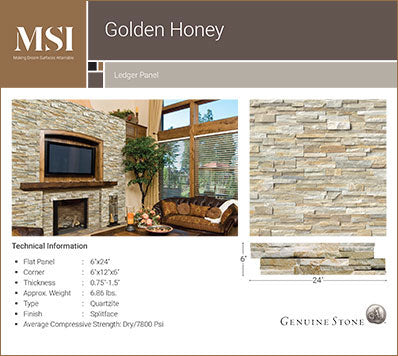 Golden Honey 6x24 Pencil Splitface Quartzite Ledger Panel product view