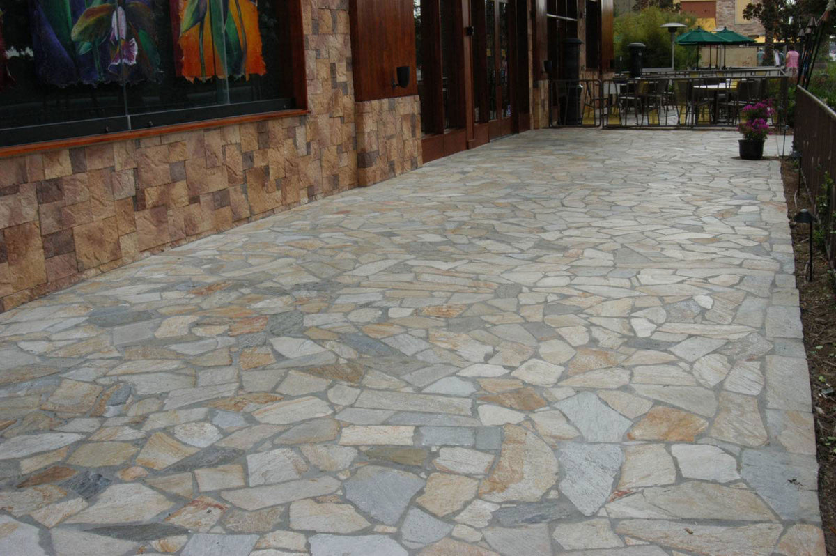 Golden White Mesh-Mounted Flagstone - installed example (representative)