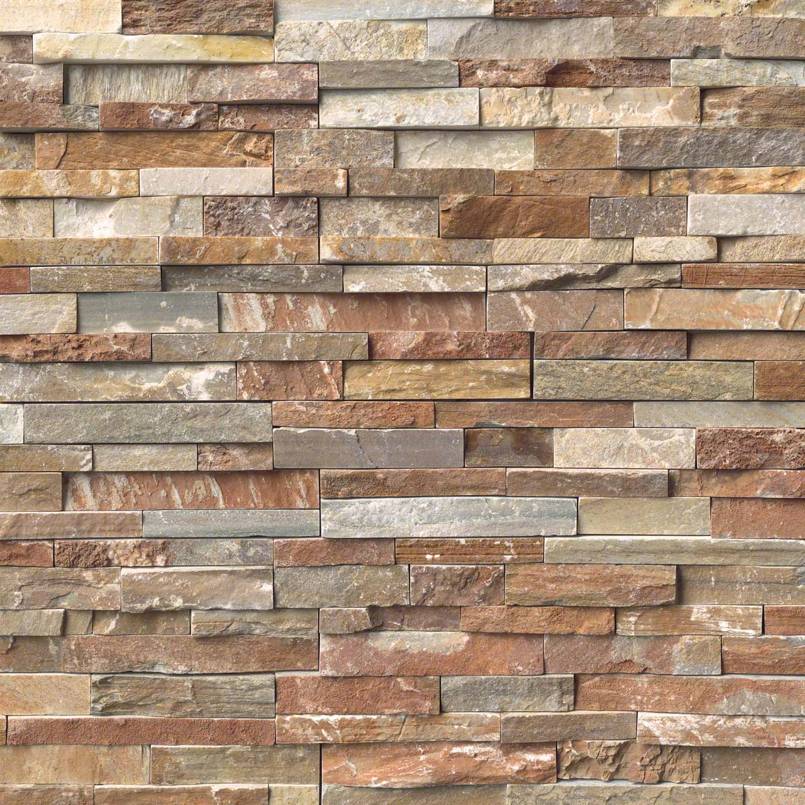 Rockmount Natural-Stone Stacked Stone Panel — close-up texture view — color Golden White Panel