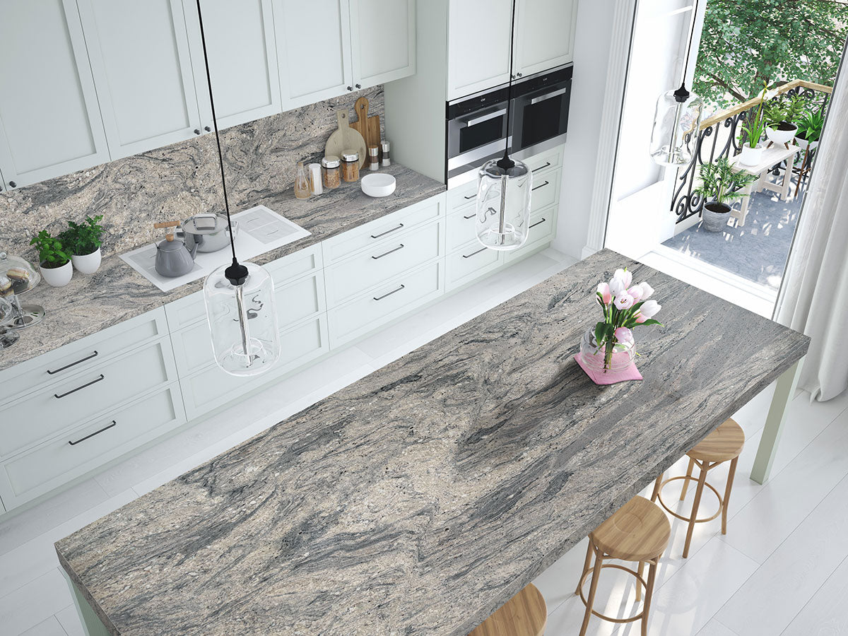 White Wave Granite Slab — room scene