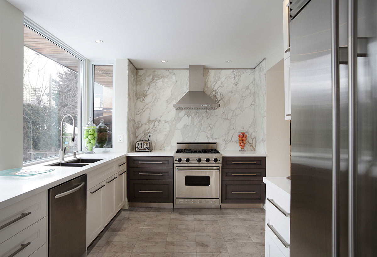 Napa Matte Glazed Ceramic Tile — installed room view — color Gray