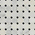 Greecian White 2-inch Octagon Polished Marble Mosaic surface detail
