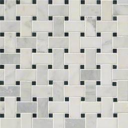 Greecian White Basketweave Polished Marble Mosaic surface detail