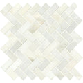 Greecian White Herringbone Polished Marble Mosaic — clean product view