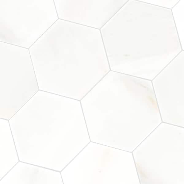 Greecian White 8-inch Hexagon Polished Marble Tile product view