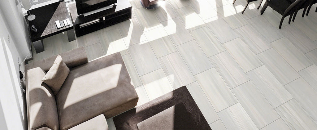 Watercolor 12x24 Matte Porcelain Tile — installed room view