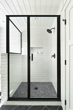 Rio Lago Natural-Stone Pebble Mosaic — installed room view — color Henley