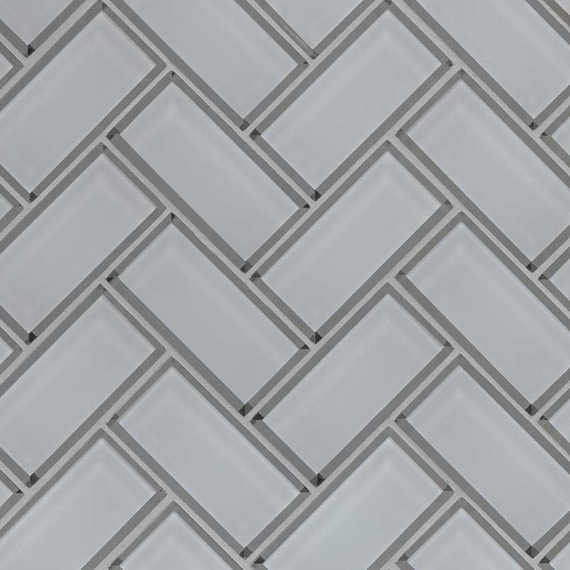 Ice Bevel Herringbone 8mm Glass Mosaic — clean product view