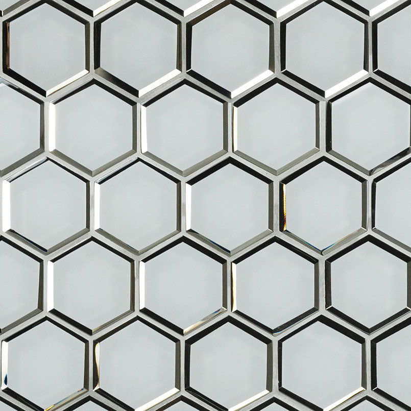 Ice Beveled 3-inch Hexagon 8mm Glass Mosaic — clean product view