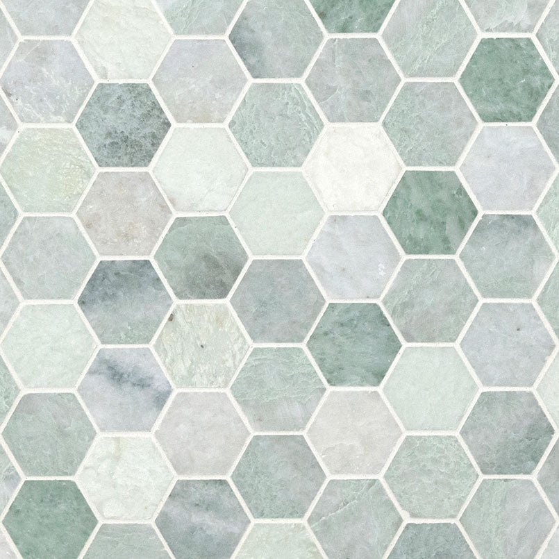 Icelandic Green 2-inch Polished Marble Hexagon Mosaic product view