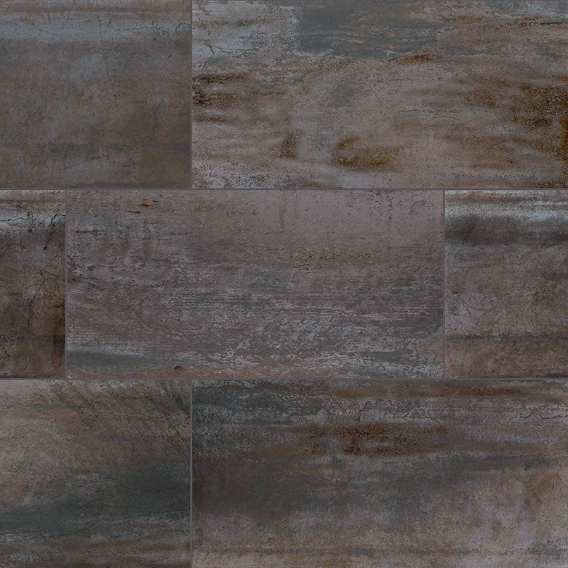 Oxide 3x18 Matte Metallic-Look Porcelain Bullnose — clean product view — color Iron