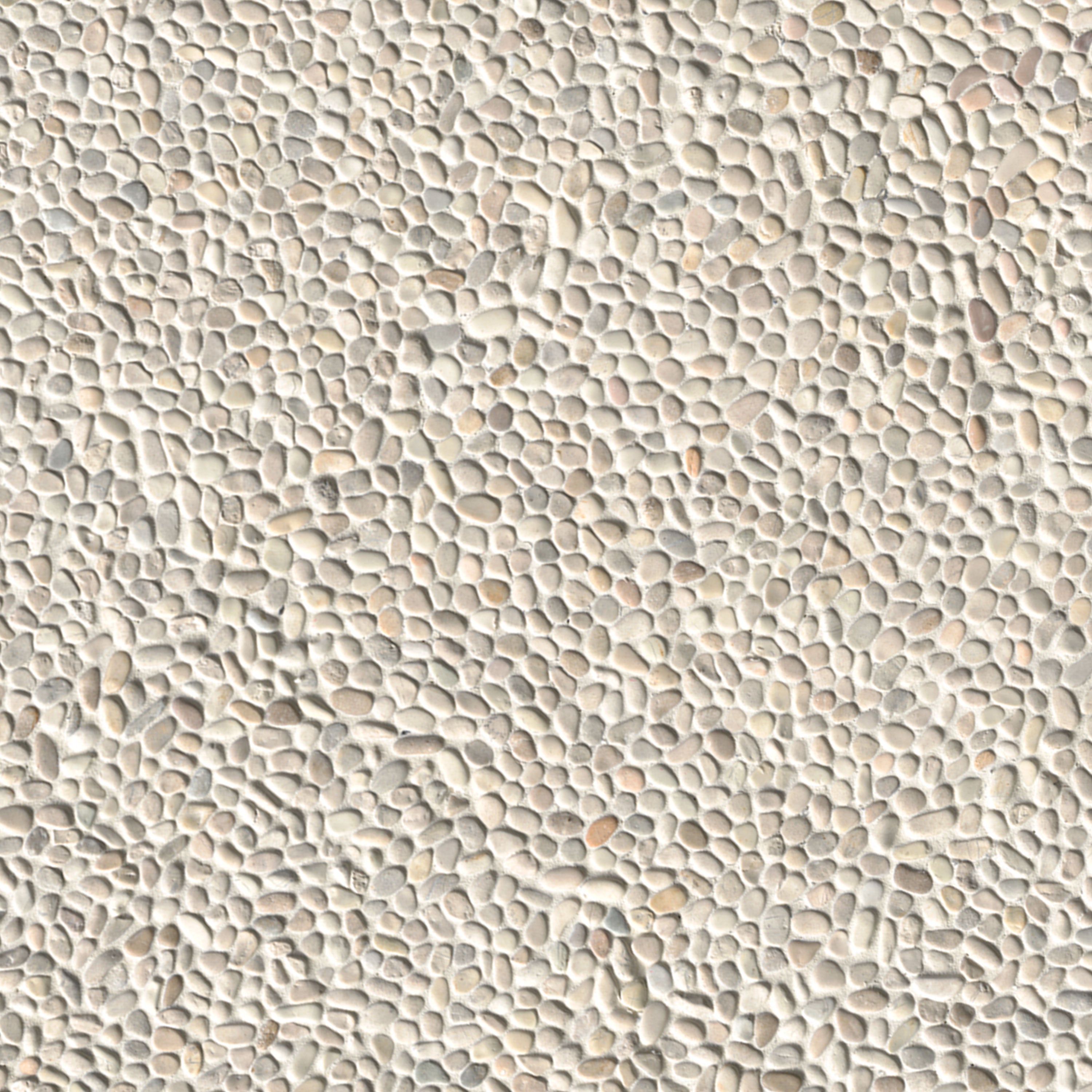 Ivory White Tumbled Pebble Mosaic — isometric scale view