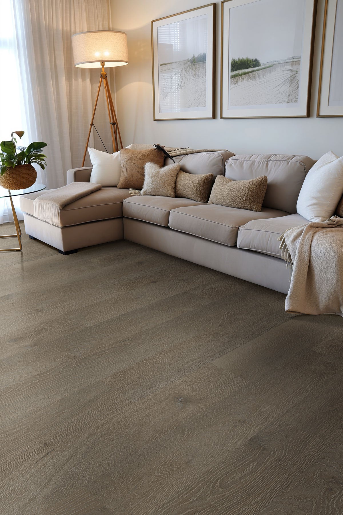 Kallum 9x48 5mm 20mil Loose-Lay Luxury Vinyl Plank — installed room view — color Cranton