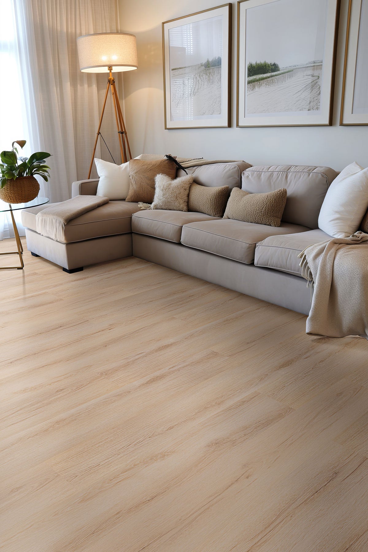 Kallum 9x48 5mm 20mil Loose-Lay Luxury Vinyl Plank — installed room view — color Fallonton